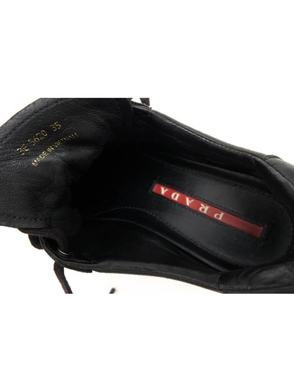 Prada Shoes Sneakers Low Cut Women Leather Black 3 E5620 - Picture 8 of 9
